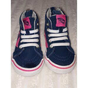 Vans Toddler Sneakers Girls Size 4 Children Back Zip Blue Pink Shoes
